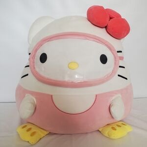 HELLO KITTY SCUBA GEAR SQUISHMALLOW JUMBO 24" PLUSHY STUFFED ANIMAL PINK WHITE